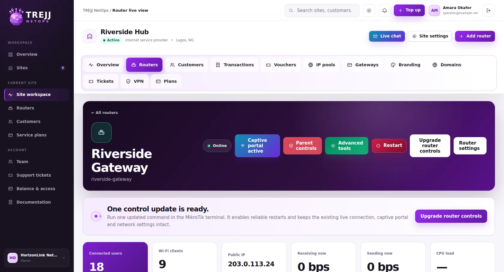 Router parent controls and advanced tools